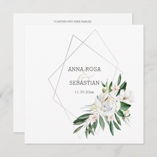 *~* QR牡丹フローラRSVPフレームAR15 結婚s 招待状 (正面/裏面)