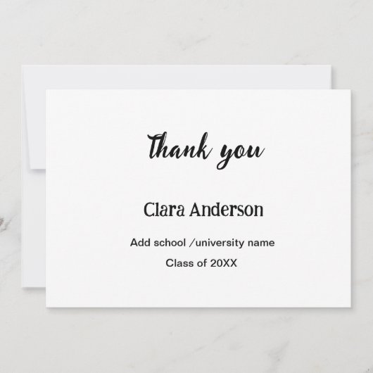 QR白黒写真クラシック絵卒業パーティー サンキューカード (正面)