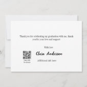 QR白黒写真クラシック絵卒業パーティー サンキューカード (裏面)