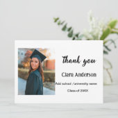 QR白黒写真クラシック絵卒業パーティー サンキューカード (スタンド正面)