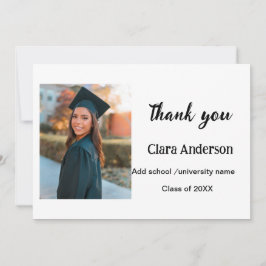 QR白黒写真クラシック絵卒業パーティー サンキューカード