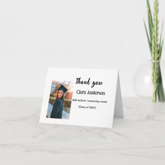 QR白黒写真クラシック絵卒業パーティー サンキューカード (正面)