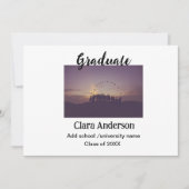 QR白黒写真クラシック絵卒業パーティー 招待状 (正面)