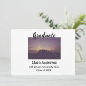 QR白黒写真クラシック絵卒業パーティー 招待状 (スタンド正面)