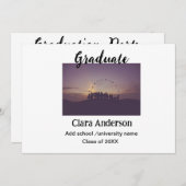 QR白黒写真クラシック絵卒業パーティー 招待状 (正面/裏面)