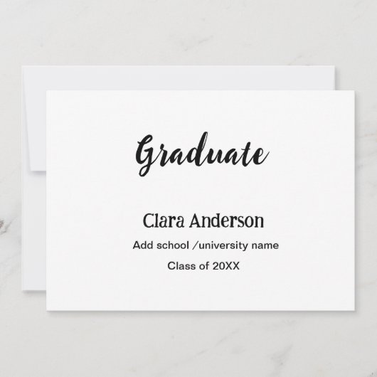 QR白黒写真クラシック絵卒業パーティー 招待状 (正面)