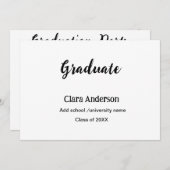 QR白黒写真クラシック絵卒業パーティー 招待状 (正面/裏面)