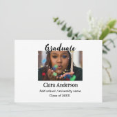 QR白黒写真クラシック絵卒業パーティー 招待状 (スタンド正面)