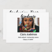 QR白黒写真クラシック絵卒業パーティー 招待状 (正面/裏面)