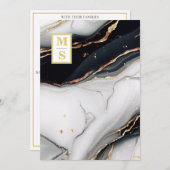 *~ QR白黒大理石ゲートAR66 RSVP 結婚's 招待状 (正面/裏面)