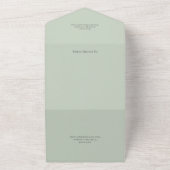 QR素朴コード付きセージ緑のひまわり オールインワン招待状 (外側)