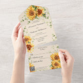 QR素朴コード付き国産ひまわり オールインワン招待状 (貼ってはがせる)