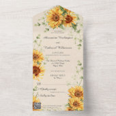 QR素朴コード付き国産ひまわり オールインワン招待状 (内側)