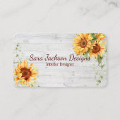 QR素朴コード付き木材のひまわり 名刺 (正面)