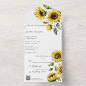 QR素朴コード付き白のひまわり オールインワン招待状 (内側)