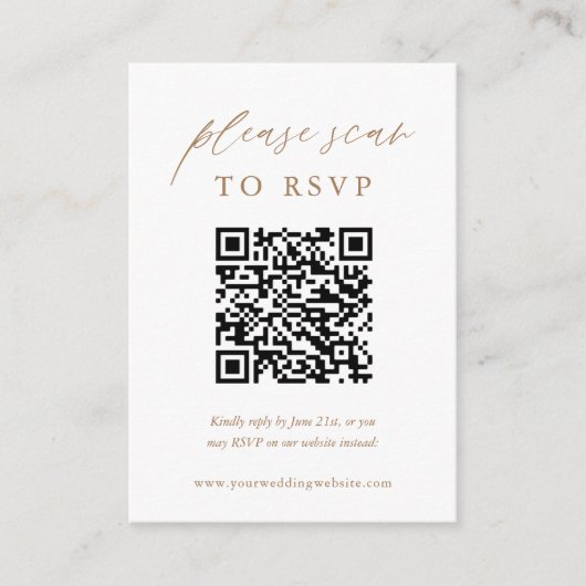 QR結婚の金ゴールド写真へのスキャンRSVP エンクロージャーカード (正面)