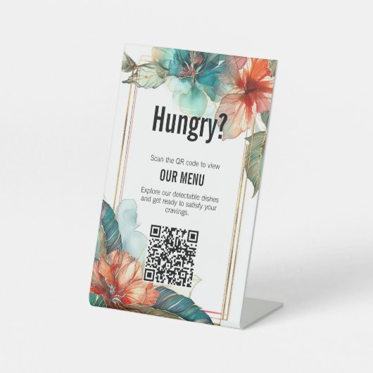 QR結婚ハイビスカスセレナーデパラダイスのメニュー 台座サイン (正面)