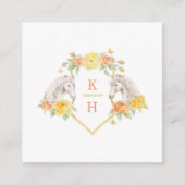 QR結婚共有は馬を愛するモノグラム灰色サンゴ エンクロージャーカード (正面)