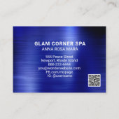 *～* QR美しい青緑グリッターブラシメタル 名刺 (裏面)