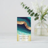 *~* QR華美ターコイズ金ゴールド攪拌箔AP66 名刺 (スタンド正面)