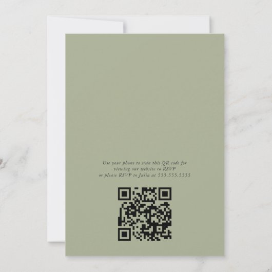 QR誕生日冬の水の色の植物体 招待状 (裏面)
