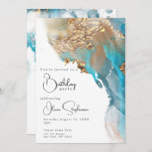 QR誕生日抽象芸術泥酔アルコールインク 招待状 (正面/裏面)