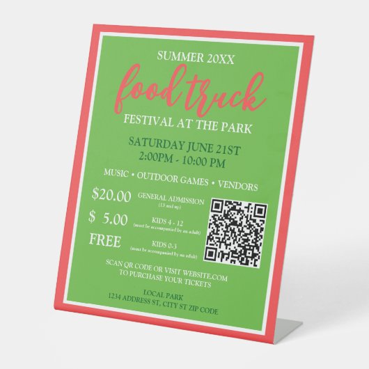 QR購入チケット – サマーフードトラックフェスティバル 台座サイン (正面)
