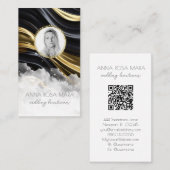 *~* QR金ゴールドアゲート大理石フォトロゴブラックAP66 名刺 (正面/裏面)