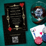 QR金ゴールドアールデコ1920sカジノベガストランプのポーカー結婚ズ 招待状<br><div class="desc">Casino Royaleエレガントとアールデコ20sをテーマにしたカードデザイン。ヴィンテージアートのデコスタイル、金ゴールドフルーアデリス、サイコロのペアフェイク、アールデコのカードのスーツ遊を（のカードをシミュレート）、金ゴールドブラックのパターンの背景にRoaring 1920の古いハリウッドの金ゴールドフレームを備えている。特別な言葉遣いはトランプのポーカーゲームのように使われる。背面の金ゴールドフェイクアールデコパターンには、QRコードとカード間の遊イニシャルが似合う。情報を追加するには、パーソナライズ・ツールを使用する。詳細については、私のカジノコレクションをご覧ください。</div>