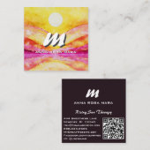 *~* QR金ゴールドピンク抽象芸術横自然AP93 スクエア名刺 (正面/裏面)