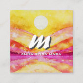 *~* QR金ゴールドピンク抽象芸術横自然AP93 スクエア名刺 (正面)