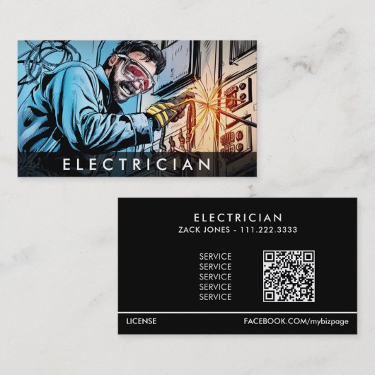 *~* QR電気技師AP75フォトプロフェッショナル 名刺 (正面/裏面)