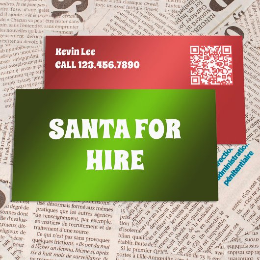 QR おもしろい Santa for Hire 名刺