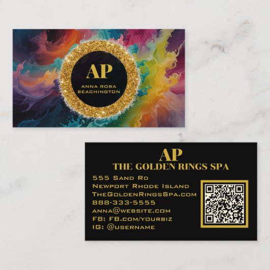 *~ QR はっきりした AP93鮮やか抽象芸術名刺 名刺 (正面/裏面)