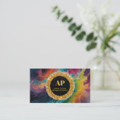 *~ QR はっきりした AP93鮮やか抽象芸術名刺 名刺 (スタンド正面)