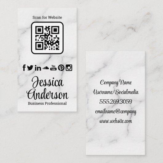Qr |ソーシャルメディアのアイコン |マーケティング 名刺 (正面/裏面)