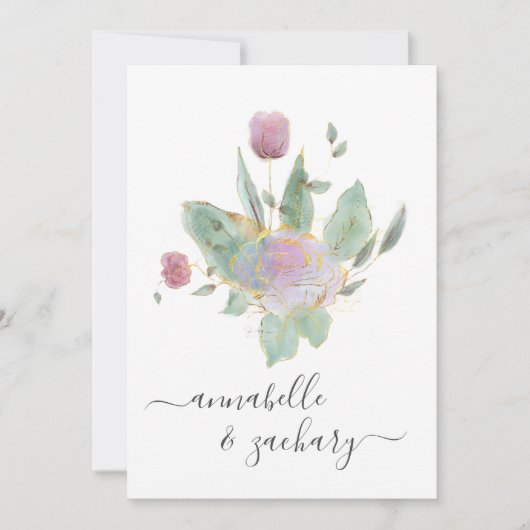 *～* QR ミニマル RSVPバラBud Bouket AR12結婚's  招待状 (正面)