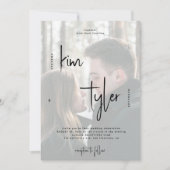 QR モダン CODEスクリプト名2枚の写真結婚 招待状 (正面)