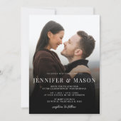 QR モダン RSVPエレガント Webサイトの結婚写真 招待状 (正面)