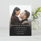 QR モダン RSVPエレガント Webサイトの結婚写真 招待状 (スタンド正面)