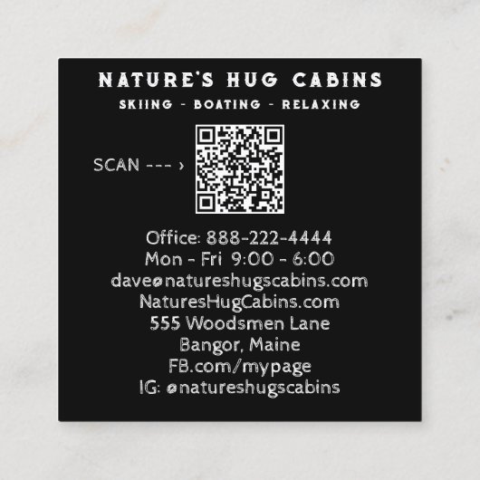 *~* QR 動揺して AP49 Mason Jar スクエア名刺 (裏面)