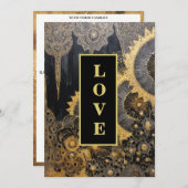 *~ QR 19 RSVP AR26 Gold Lace LOVE Luxury Wedding  招待状 (正面/裏面)