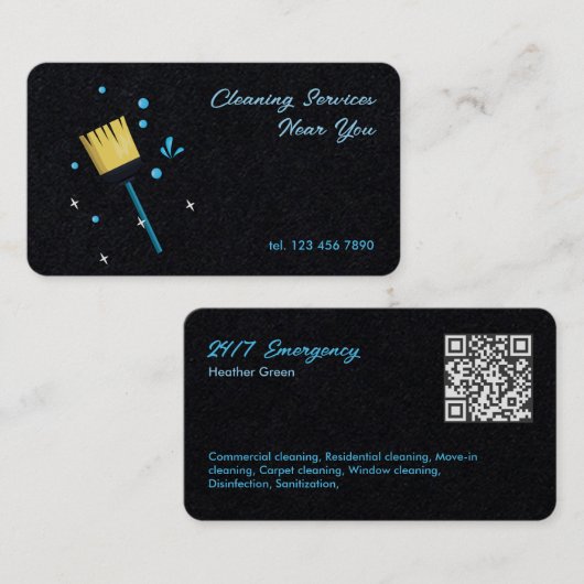 QR 24/7のクリーニング 名刺 (正面/裏面)