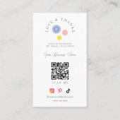 QR 3 Buttons Love & Thanks Support Small Business 名刺 (正面)