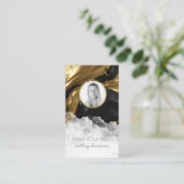 *~* QR Agate大理石フォトロゴブラックAP66金ゴールド 名刺 (スタンド正面)