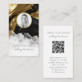 *~* QR Agate大理石フォトロゴブラックAP66金ゴールド 名刺 (正面/裏面)