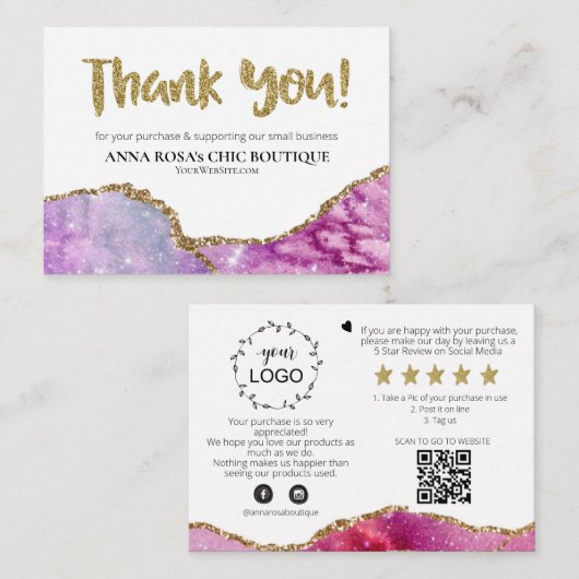 *～* QR AGATE銀河系ありがとうございますロゴレビューAP8  エンクロージャーカード (正面/裏面)