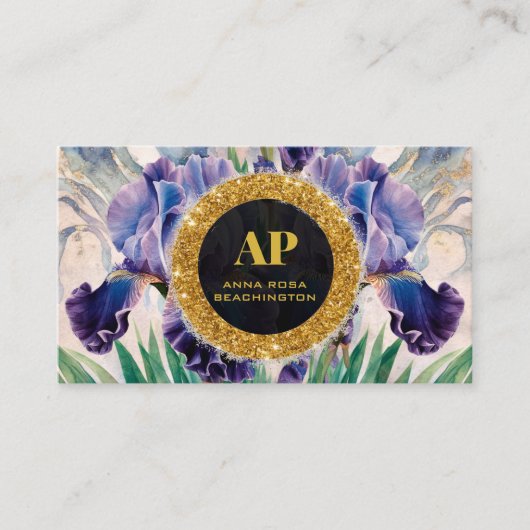 *~ QR AP10アイリスフラワーズ金ゴールド名刺 名刺 (正面)