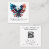 *~* QR AP16アメリカ国旗Bald Eagle USA スクエア名刺 (正面/裏面)