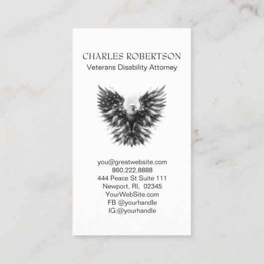 *~* QR - AP16 American Flag Bald Eagle – 写真 名刺 (裏面)